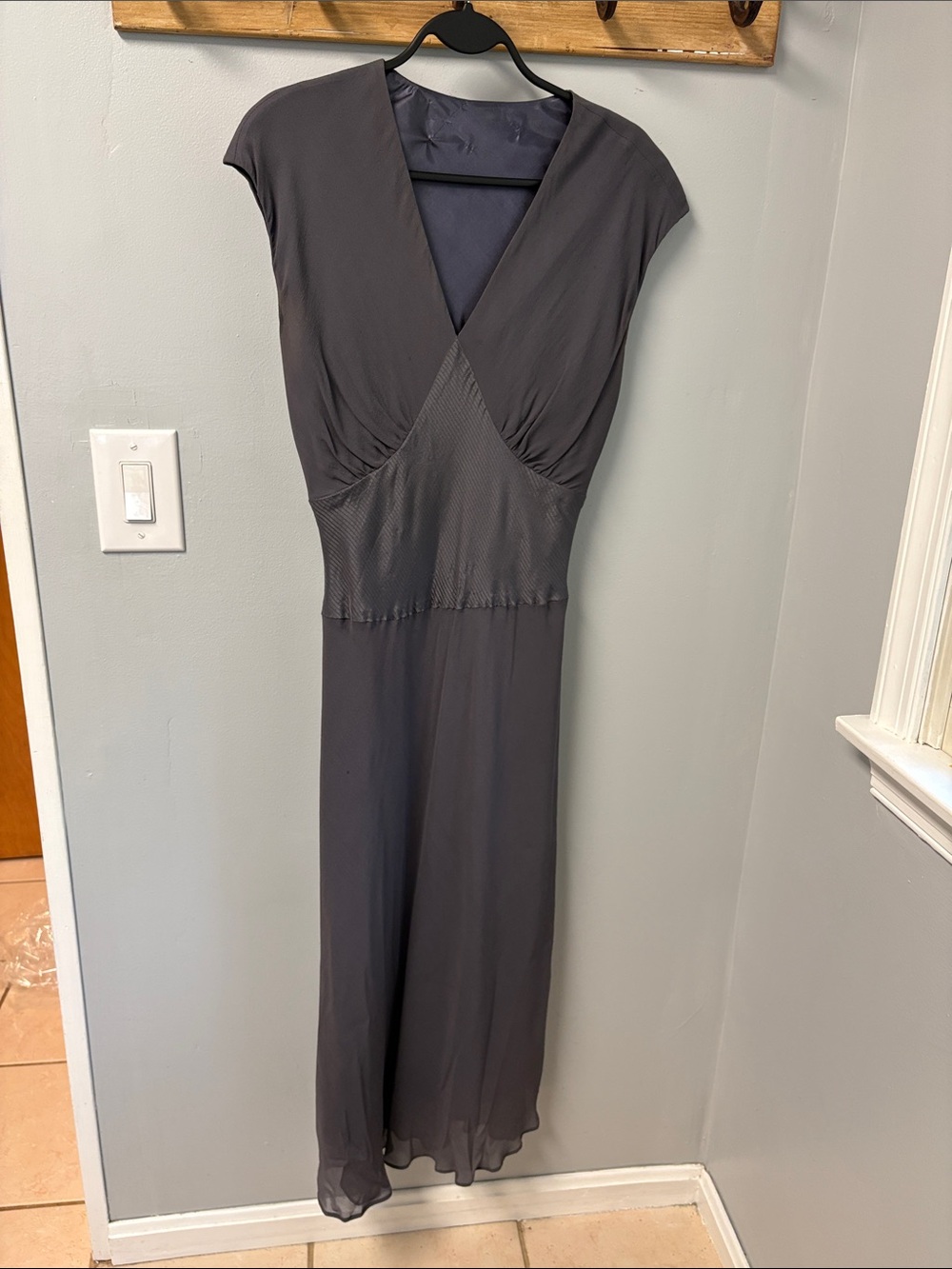 Women's Maxi V-Neck Dress in Dark Gray